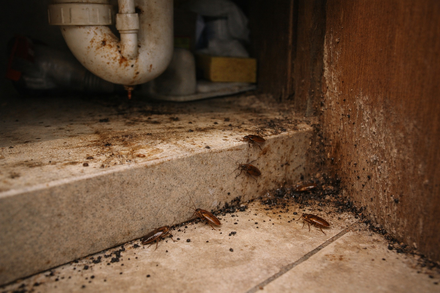 Infestation de cafards dans cuisine