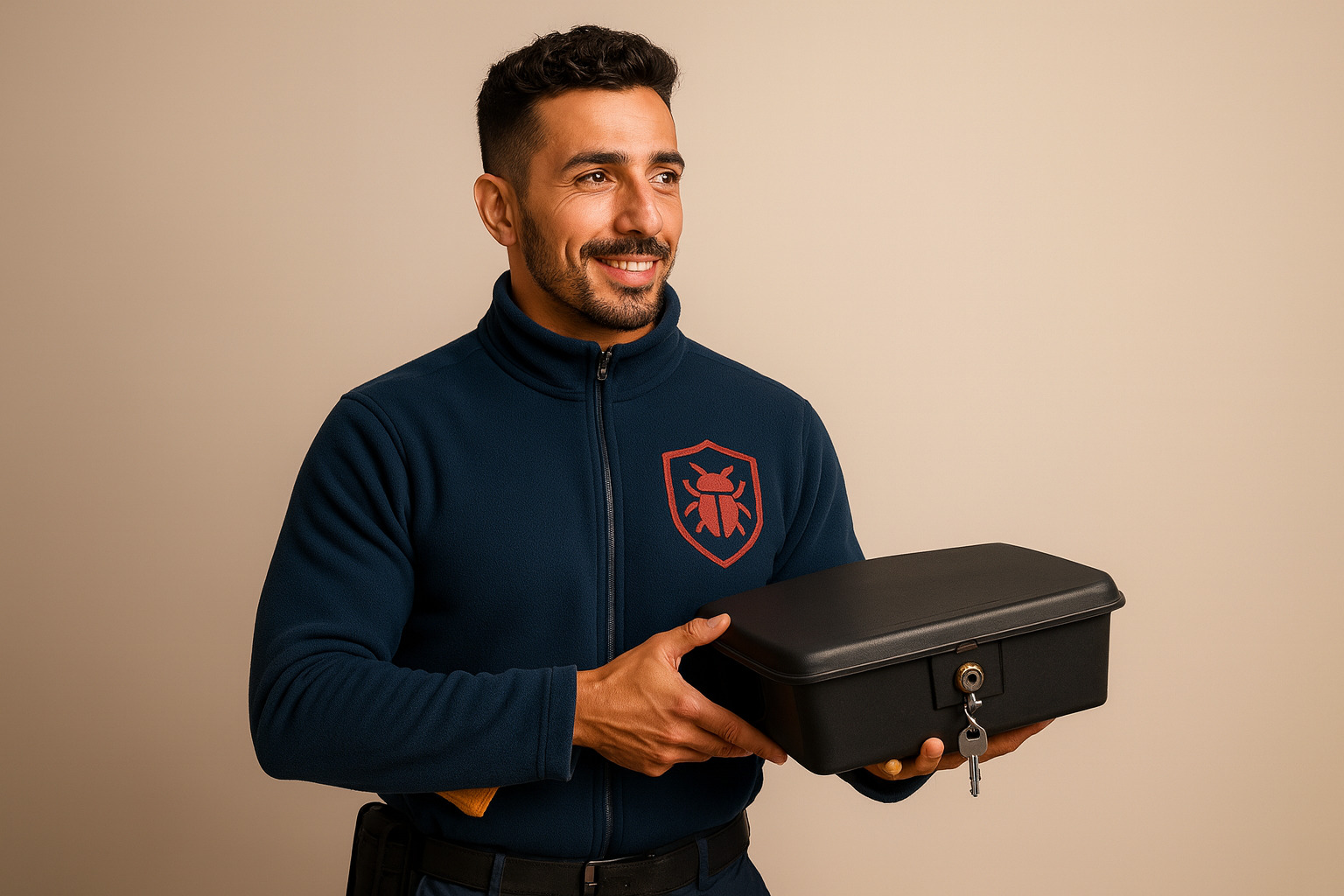 Technicien expert en dératisation avec son équipement