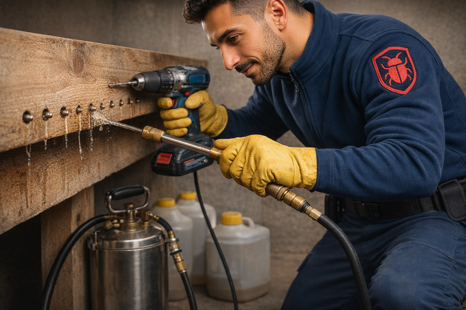 Application du traitement anti-termites